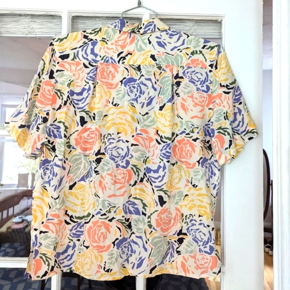 Floral Silk Camp Shirt Liz Clairborne Size M/L - Picture 4 of 4